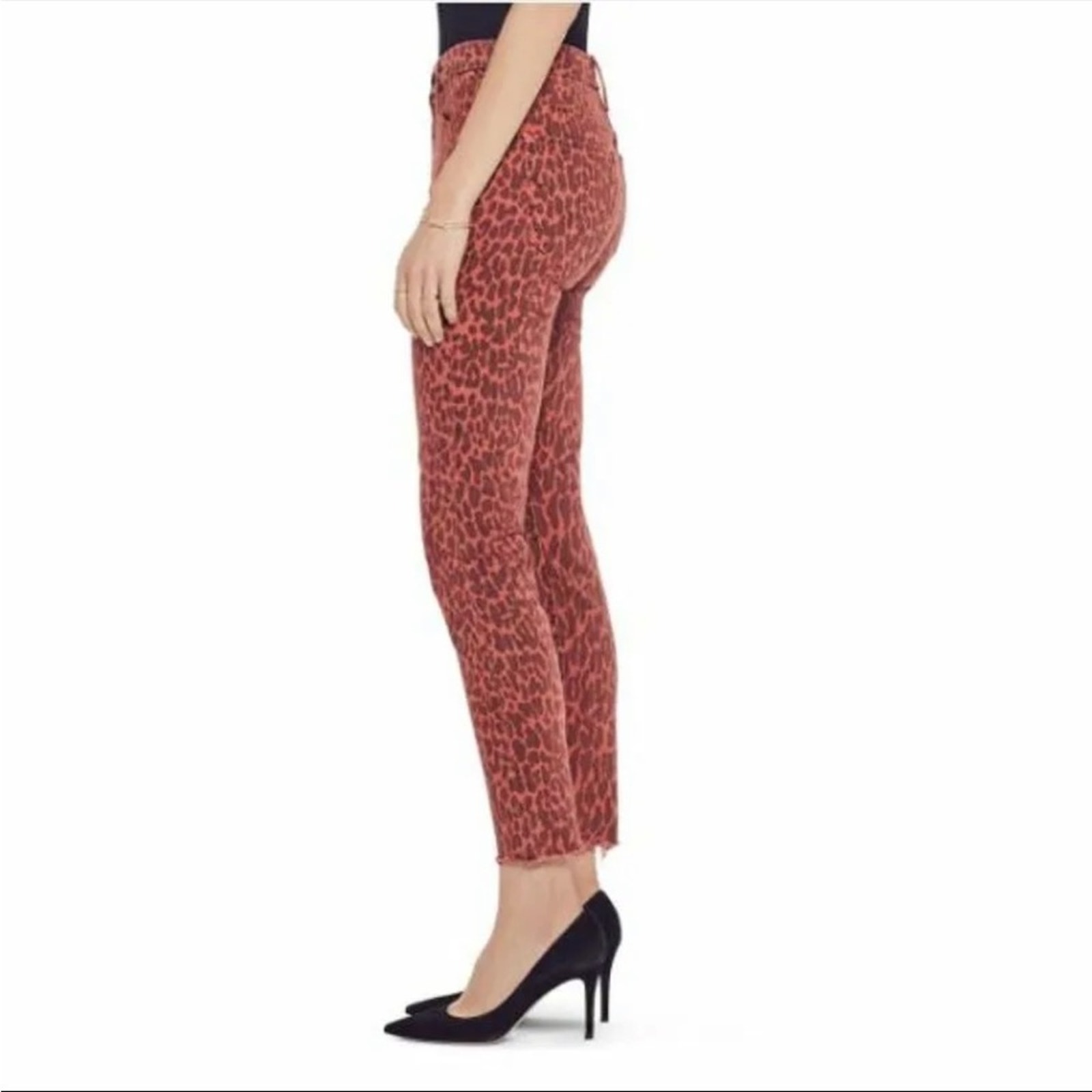 Mother Rust Leopard-Print Skinny Jeans